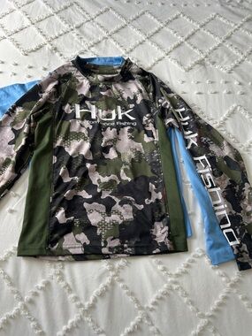 Huk Kids Camo Rashguard with Blue Sleeves